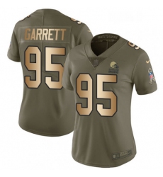 Womens Nike Cleveland Browns 95 Myles Garrett Limited OliveGold 2017 Salute to Service NFL Jersey