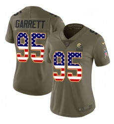 Womens Nike Cleveland Browns 95 Myles Garrett Limited OliveUSA Flag 2017 Salute to Service NFL Jersey