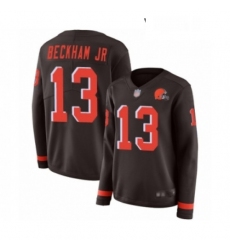Womens Odell Beckham Jr Limited Brown Nike Jersey NFL Cleveland Browns 13 Therma Long Sleeve