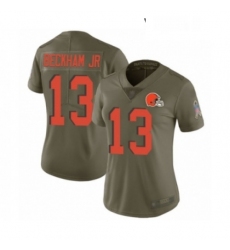 Womens Odell Beckham Jr Limited Olive Nike Jersey NFL Cleveland Browns 13 2017 Salute to Service