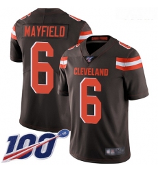 Browns #6 Baker Mayfield Brown Team Color Youth Stitched Football 100th Season Vapor Limited Jersey