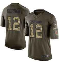 Nike Browns #12 Josh Gordon Green Youth Stitched NFL Limited Salute to Service Jersey