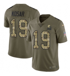Youth Nike Browns #19 Bernie Kosar Olive Camo Stitched NFL Limited 2017 Salute to Service Jersey