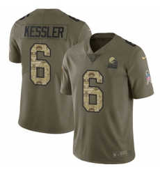 Youth Nike Browns #6 Cody Kessler Olive Camo Stitched NFL Limited 2017 Salute to Service Jersey
