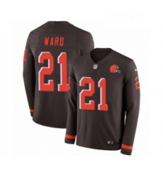 Youth Nike Cleveland Browns 21 Denzel Ward Limited Brown Therma Long Sleeve NFL Jersey