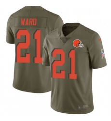 Youth Nike Cleveland Browns 21 Denzel Ward Limited Olive 2017 Salute to Service NFL Jersey