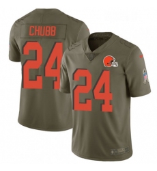 Youth Nike Cleveland Browns 24 Nick Chubb Limited Olive 2017 Salute to Service NFL Jersey