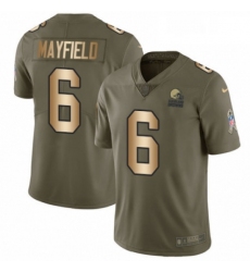 Youth Nike Cleveland Browns 6 Baker Mayfield Limited Olive Gold 2017 Salute to Service NFL Jersey