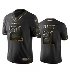 Cowboys 21 Ezekiel Elliott Black Men Stitched Football Limited Golden Edition Jersey