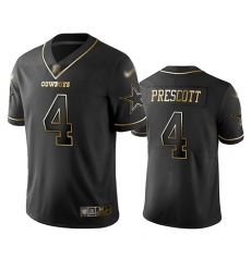 Cowboys 4 Dak Prescott Black Men Stitched Football Limited Golden Edition Jersey