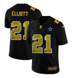 Dallas Cowboys 21 Ezekiel Elliott Men Black Nike Golden Sequin Vapor Limited NFL Jersey
