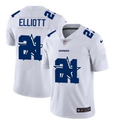 Dallas Cowboys 21 Ezekiel Elliott White Men Nike Team Logo Dual Overlap Limited NFL Jersey