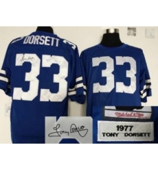 Dallas Cowboys 33 Tony Dorsett Blue Throwback M&N Signed NFL Jerseys