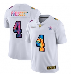 Dallas Cowboys 4 Dak Prescott Men White Nike Multi Color 2020 NFL Crucial Catch Limited NFL Jersey