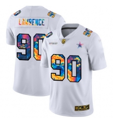 Dallas Cowboys 90 Demarcus Lawrence Men White Nike Multi Color 2020 NFL Crucial Catch Limited NFL Jersey