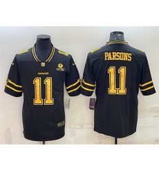 Men Dallas Cowboys 11 Micah Parsons Black Gold Edition With 1960 Patch Limited Stitched Football Jersey