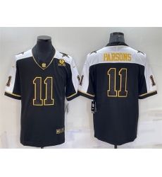Men Dallas Cowboys 11 Micah Parsons Black Gold Thanksgiving With Patch Stitched Jersey