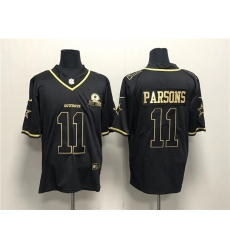 Men Dallas Cowboys 11 Micah Parsons Black Gold With 1960 Patch And 4 Star C Patch Stitched Jersey