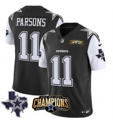 Men Dallas Cowboys 11 Micah Parsons Black White 2023 F U S E  NFC East Champions Patch Stitched Football Jersey