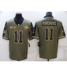 Men Dallas Cowboys 11 Micah Parsons Gold 2021 Salute To Service Limited Stitched Jersey