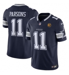 Men Dallas Cowboys 11 Micah Parsons Navy 2023 F U S E  With John Madden Patch Vapor Limited Stitched Football Jersey