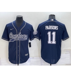 Men Dallas Cowboys 11 Micah Parsons Navy Cool Base Stitched Baseball Jersey