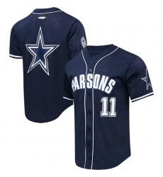 Men Dallas Cowboys 11 Micah Parsons Navy Pro Standard Mesh Button Up Stitched Baseball Jersey