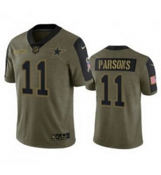Men Dallas Cowboys 11 Micah Parsons Olive 2021 Salute To Service Limited Stitched Jersey