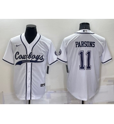 Men Dallas Cowboys 11 Micah Parsons White Cool Base Stitched Baseball Jersey
