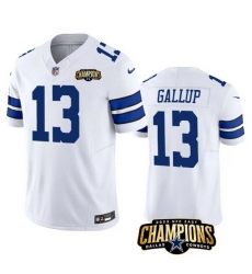 Men Dallas Cowboys 13 Michael Gallup White 2023 F U S E  NFC East Champions Patch Stitched Football Jersey