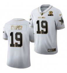 Men Dallas Cowboys 19 Amari Cooper White Golden Edition With 1960 Patch Limited Stitched Jersey