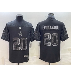 Men Dallas Cowboys 20 Tony Pollard Black Reflective Limited Stitched Football Jersey