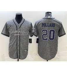 Men Dallas Cowboys 20 Tony Pollard Grey With Patch Cool Base Stitched Baseball Jersey