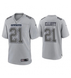Men Dallas Cowboys 21 Ezekiel Elliott Grey Atmosphere Fashion Stitched Game Jersey