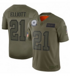 Men Dallas Cowboys 21 Ezekiel Elliott Limited Camo 2019 Salute to Service Football Jersey