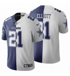 Men Dallas Cowboys 21 Ezekiel Elliott Navy White Split Vapor Untouchable Limited Stitched Jersey
