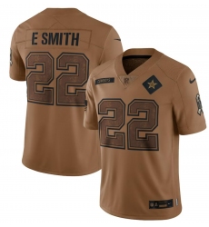 Men Dallas Cowboys 22 Emmitt Smith 2023 Brown Salute To Service Limited Stitched Jersey
