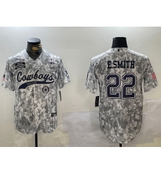 Men Dallas Cowboys 22 Emmitt Smith 2024 Arctic Camo Salute To Service Stitched Baseball Jersey 8