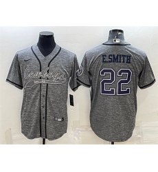 Men Dallas Cowboys 22 Emmitt Smith Grey With Patch Cool Base Stitched Baseball JerseyS