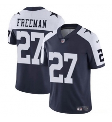 Men Dallas Cowboys 27 Royce Freeman Navy White Thnaksgiving Vapor Untouchable Limited Stitched Football Jersey