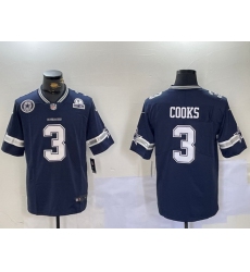 Men Dallas Cowboys 3 Brandin Cooks Navy Vapor Untouchable Limited Stitched Football Jersey 5