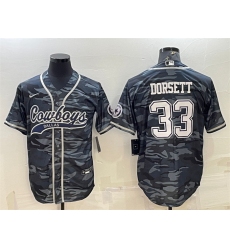 Men Dallas Cowboys 33 Tony Dorsett Grey Camo With Patch Cool Base Stitched Baseball Jersey