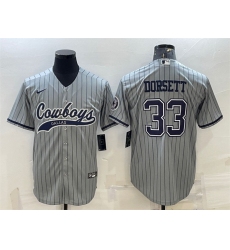 Men Dallas Cowboys 33 Tony Dorsett Grey With Patch Cool Base Stitched Baseball Jersey