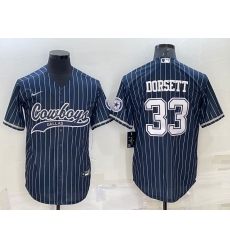 Men Dallas Cowboys 33 Tony Dorsett Navy With Patch Cool Base Stitched Baseball Jersey