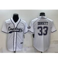 Men Dallas Cowboys 33 Tony Dorsett White Cool Base Stitched Baseball Jersey