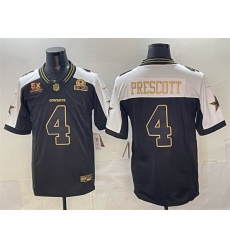 Men Dallas Cowboys 4 Dak Prescott Black Gold 2025 F U S E With 5x Super Bowl Champions 26 Established In 1960 Patch Vapor Limited Stitched Football Jerse Men Dallas Cowboys 4 Dak Prescott Black Gold 2025 F U S E With 5x Super Bowl Champions 26 Established In 1960 Patch Vapor Limited Stitched Football Jerse