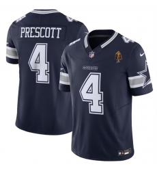 Men Dallas Cowboys 4 Dak Prescott Navy 2023 F U S E  With Walter Payton Patch Vapor Limited Stitched Football Jersey