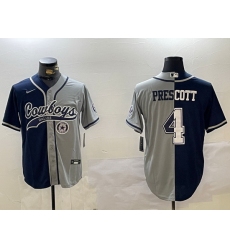 Men Dallas Cowboys 4 grey Team With Patch Cool Base Stitched Baseball Jersey 3