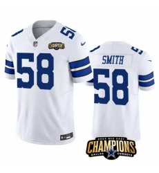 Men Dallas Cowboys 58 Mazi Smith White 2023 F U S E  NFC East Champions Patch Stitched Football Jersey