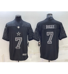 Men Dallas Cowboys 7 Trevon Diggs Black Reflective Limited Stitched Football Jersey